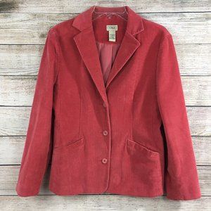 LL Bean Corduroy Blazer Jacket Rose Pink Lined Women's Petite 8